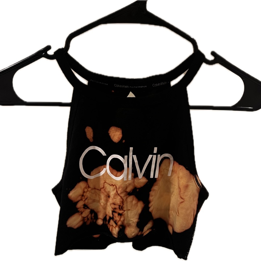 Calvin Klein Black and Brown Performance Crop Top Size Small